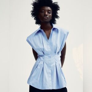 NWT | H&M | Tapered-Waist Cotton Blouse